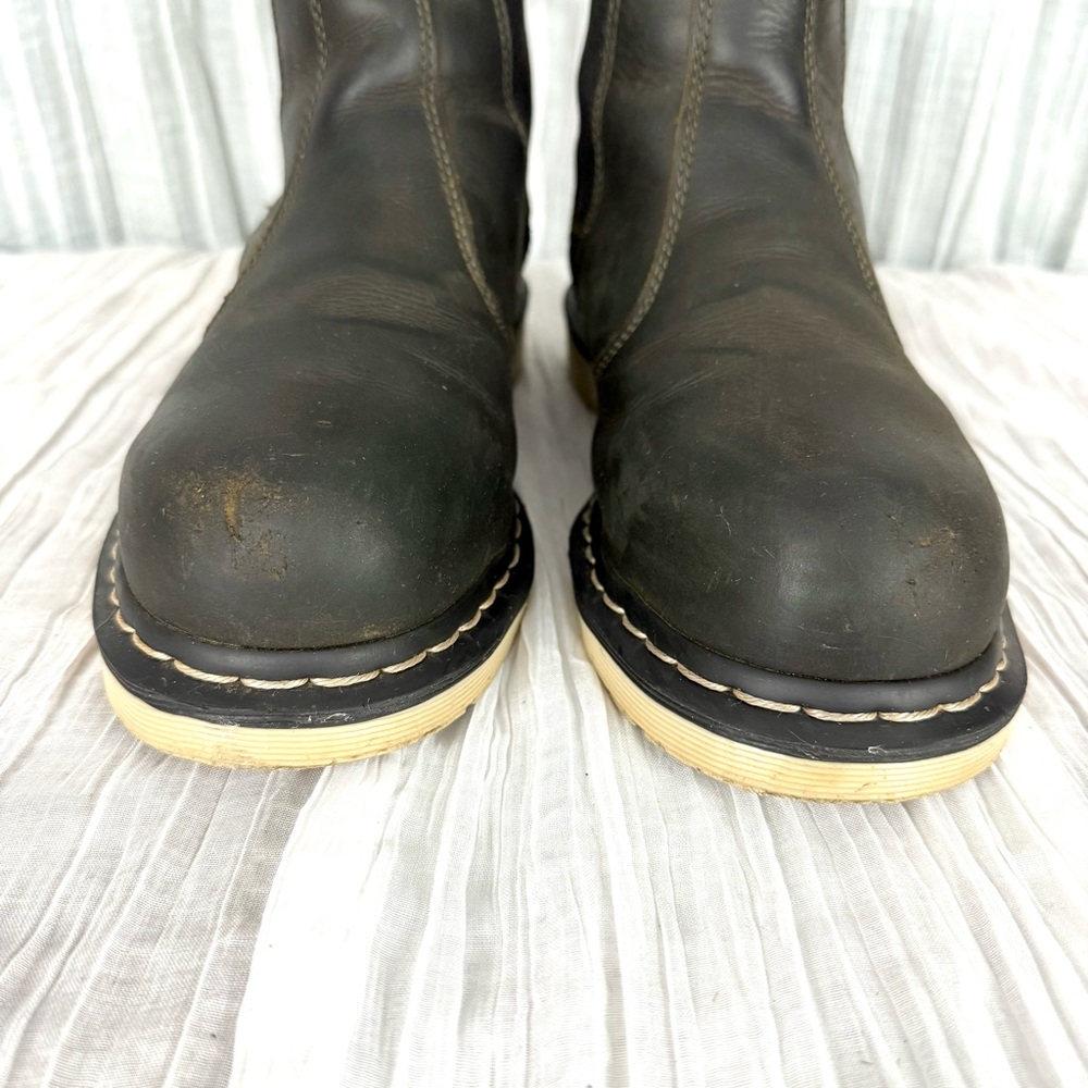 Dr. Martens Arbor Steel Toe Chelsea Work Boots Dark Olive Brown Leather Airwalk - Picture 7 of 15
